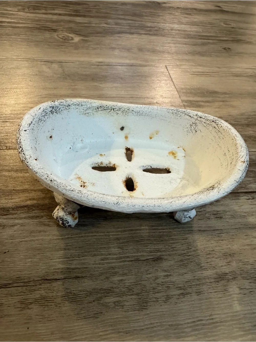 Vintage White Clawfoot Soap Dish Vanity Tray 5.5 Inch Oval Bathroom Accessory